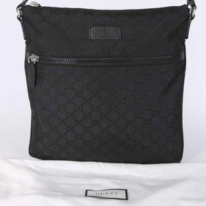 New! Gucci  449185 Gg Nylon Messenger Crossbody